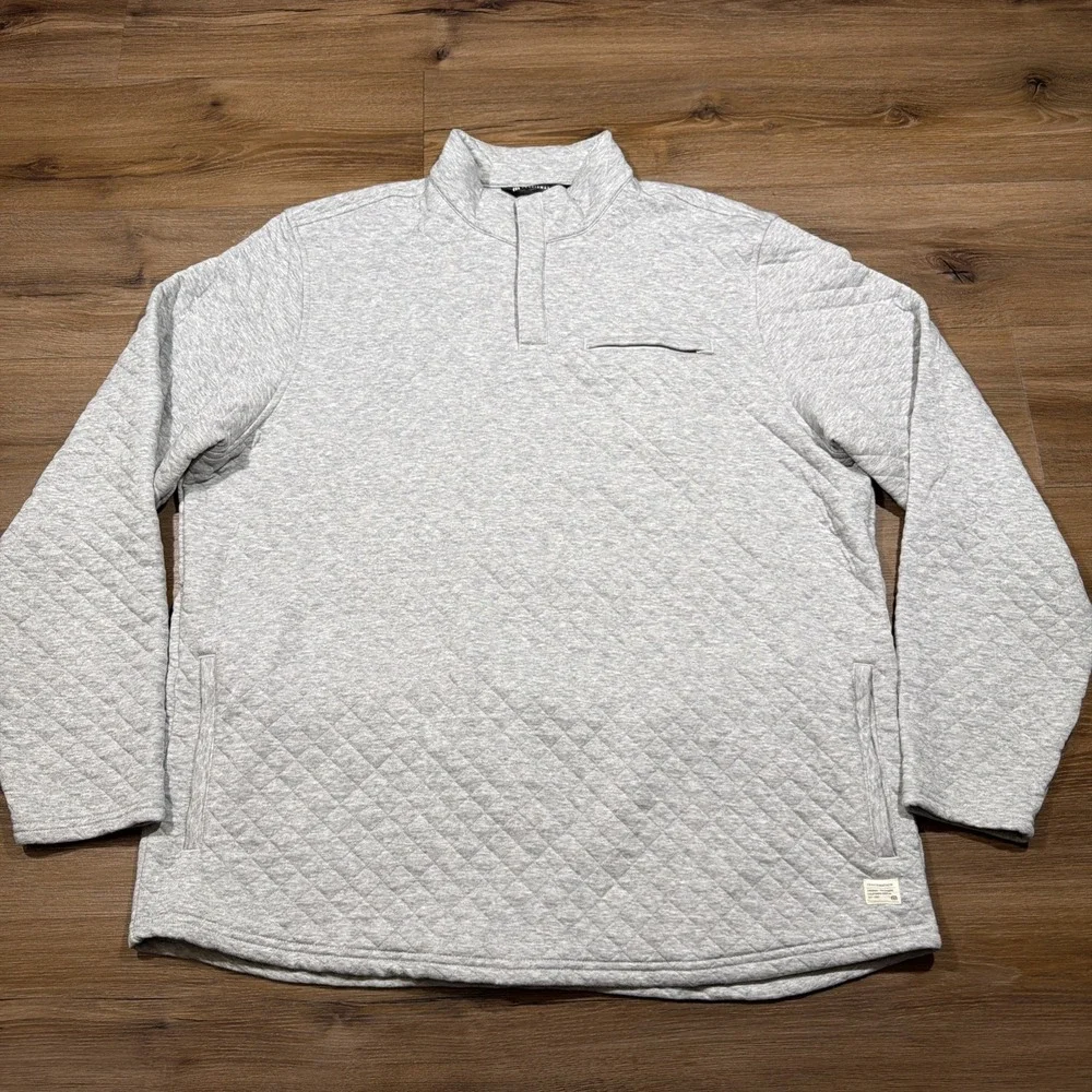 Travis Mathew Men's XXL Transatlantic Quarter Zip Quilted Pullover Sweater Grey